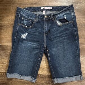 BONGO Dark Blue Distressed Jean Shorts